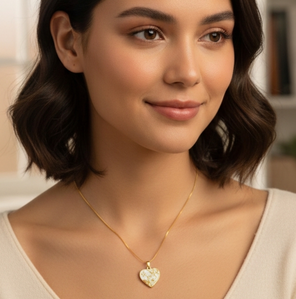 Gold Heart Pendant Necklace Stainless Steel
